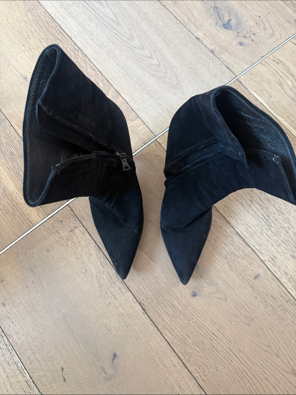 Prada Black Suede Pointed-Toe Ankle Booties